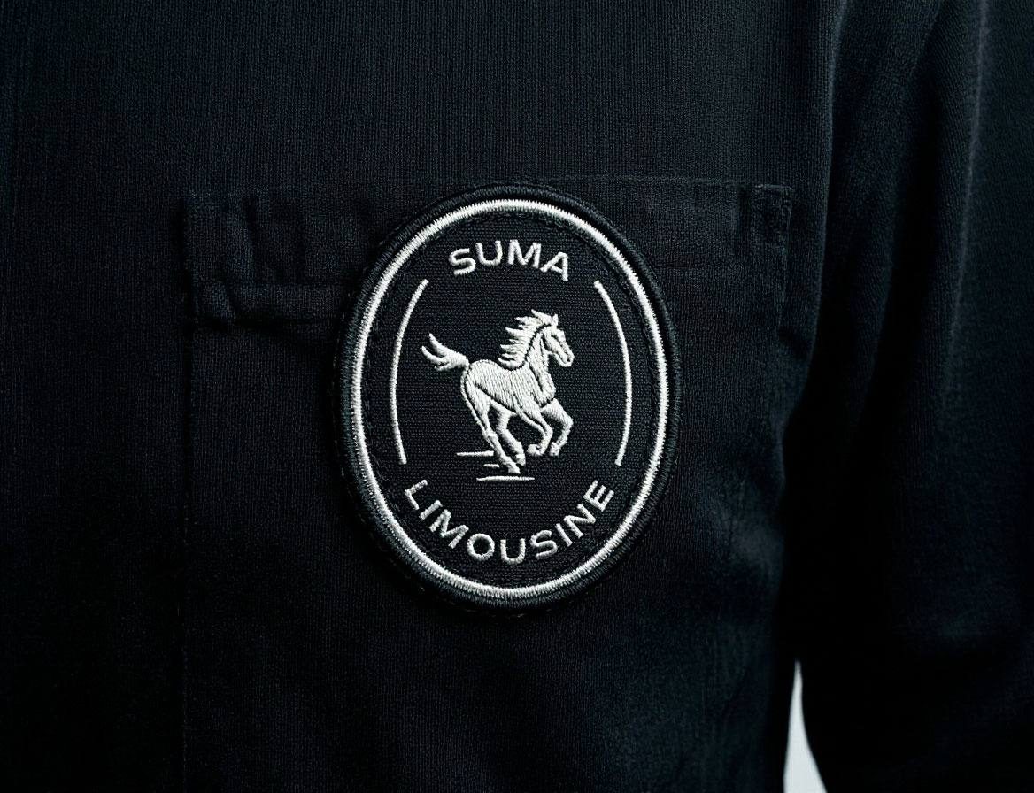 SUMA LIMOUSINE embroidered patch on a chauffeur uniform